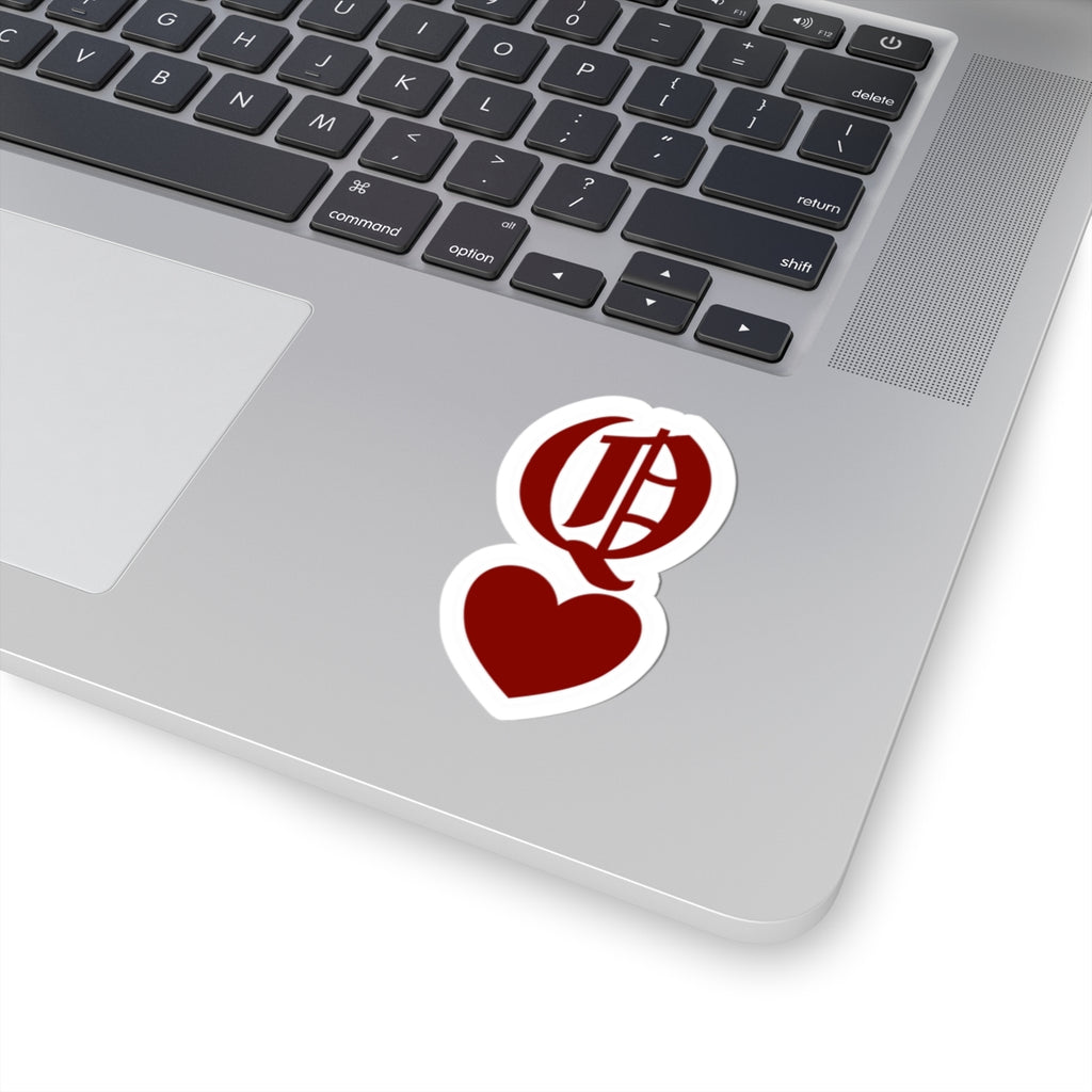 'Q' & Heart Kiss-Cut Sticker