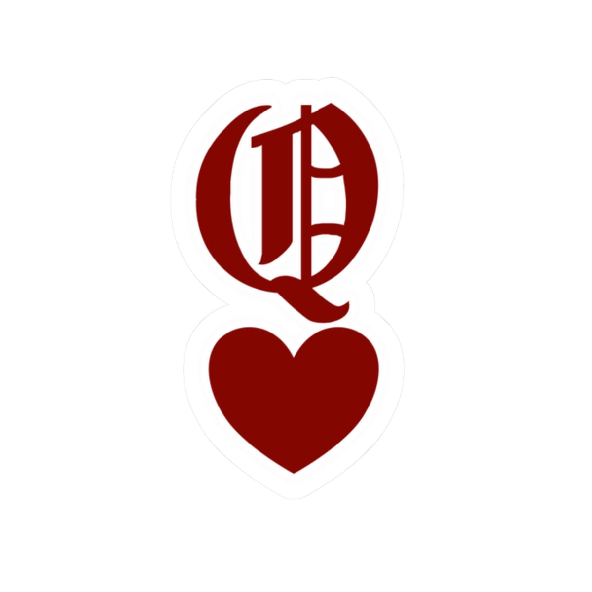 'Q' & Heart Kiss-Cut Sticker