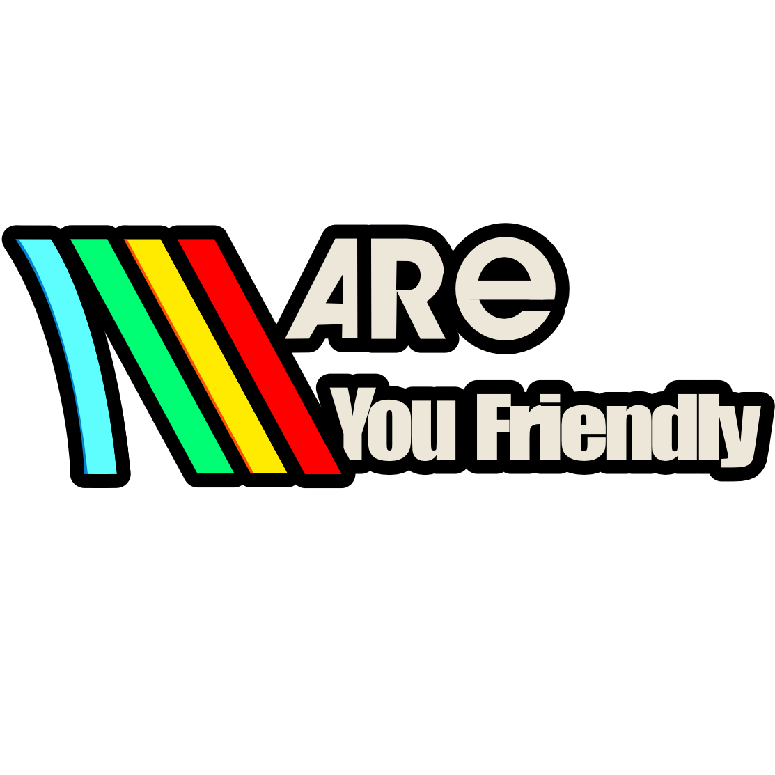 Arc Raider-inspirerad “Are You Friendly” Sticker med svart outline